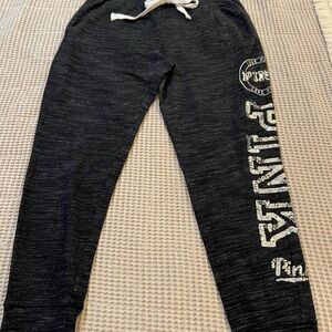 PINK Victoria's Secret Black Sweatpants with Silver Logo